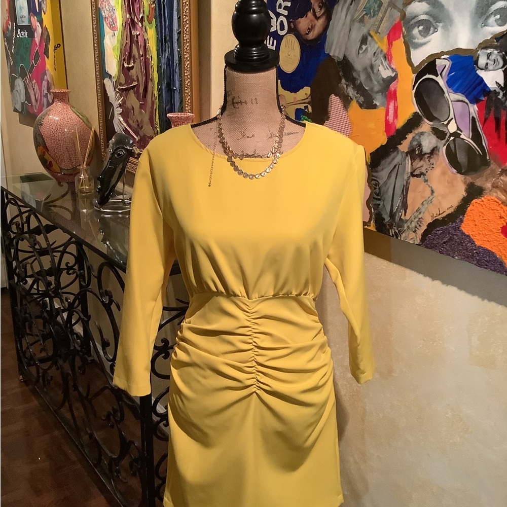 Kaos Yellow Long Sleeve Mini Dress